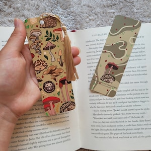 Mushrooms and Hedgehogs bookmark with or without tassle. Book lover gift and accessory- cute bookmark