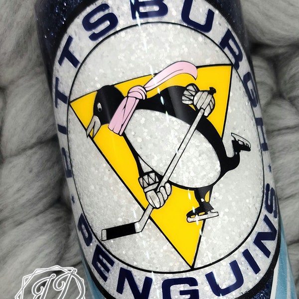 Pittsburgh Penguins Inspired Tumbler, hockey fan glitter tumbler