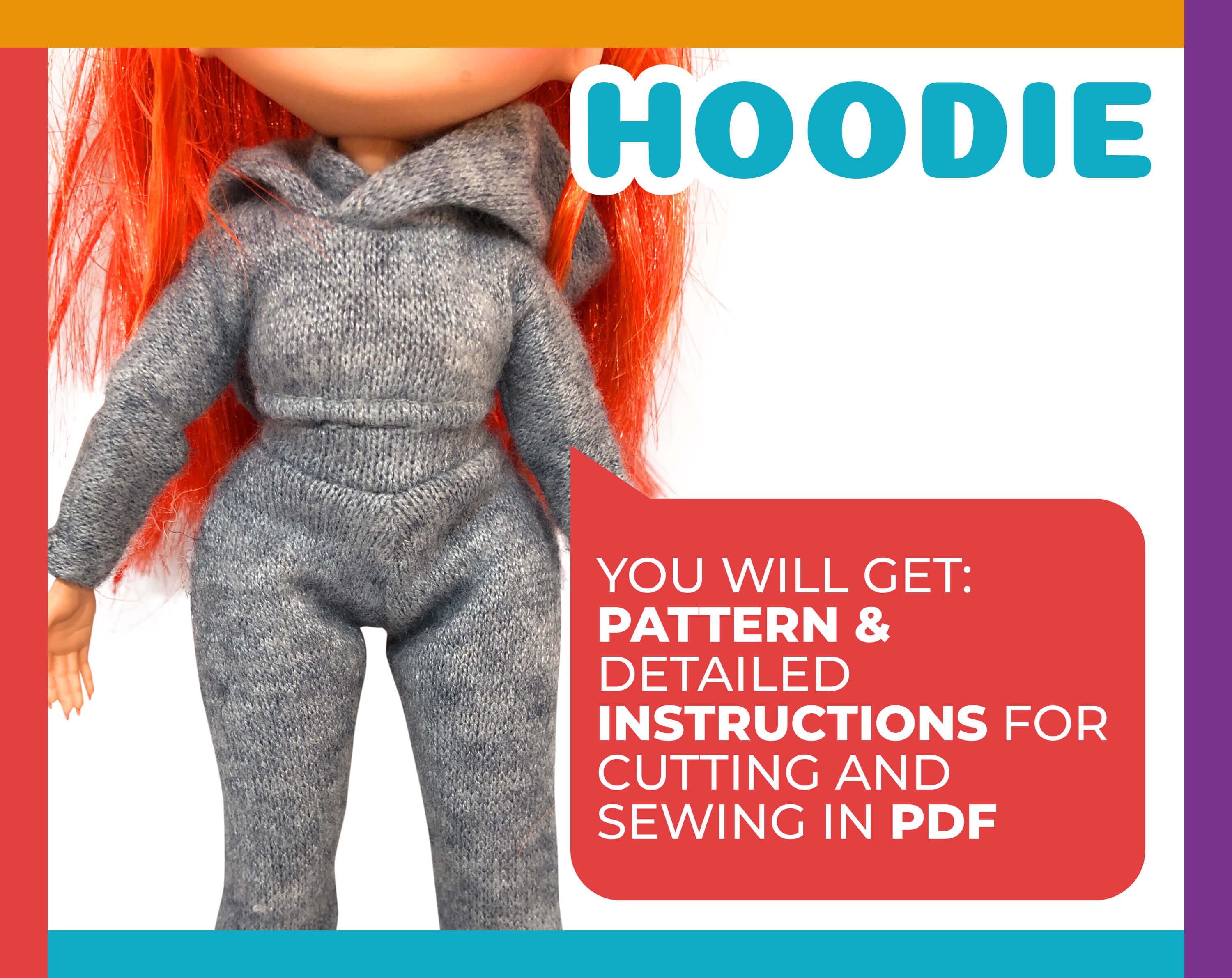 Hoodie Sew PDF Pattern For Dolls On Sale Digital File Etsy