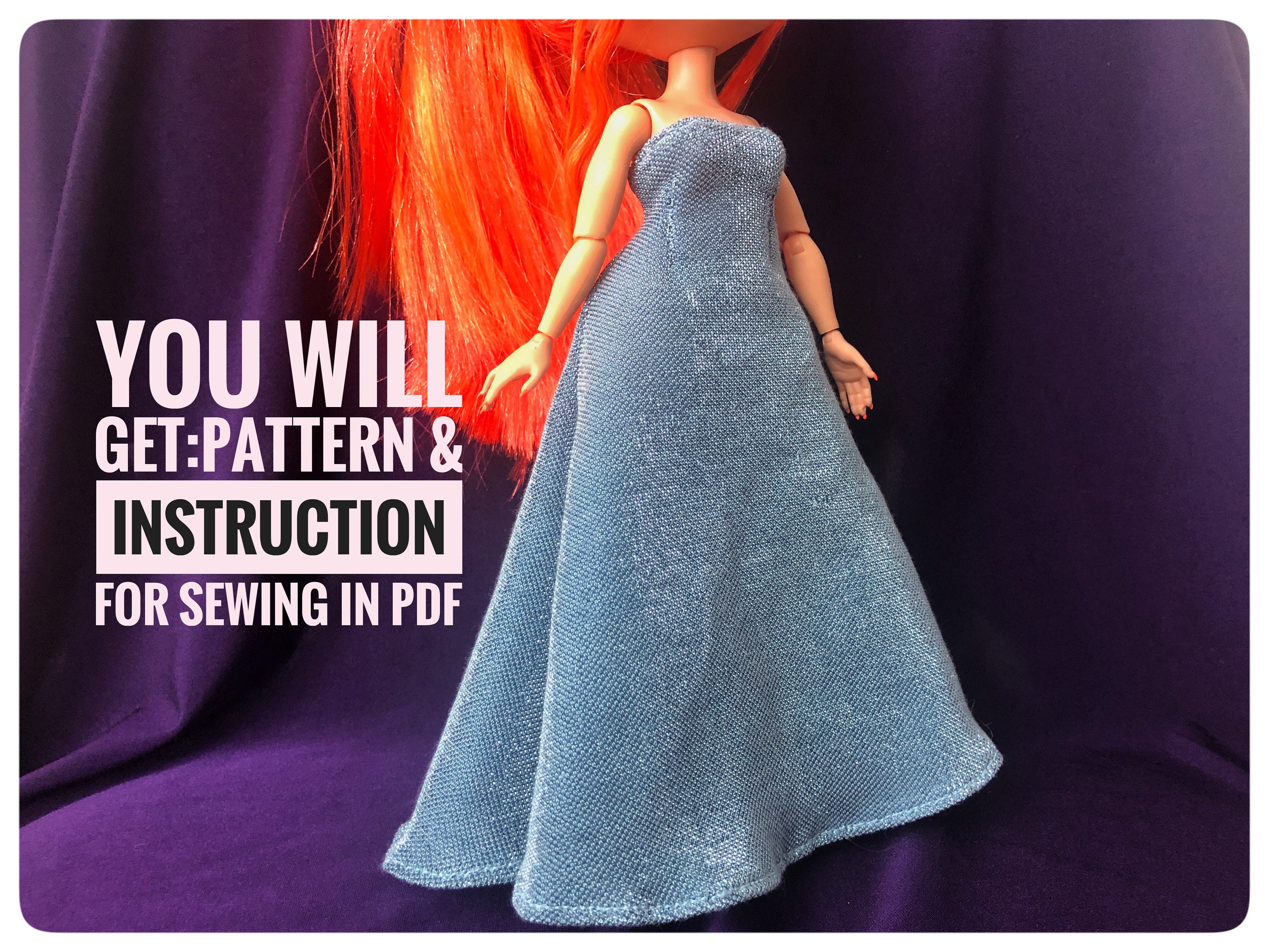 Ball Gown Dress Sew PDF Pattern for Dolls on Sale Digital File Etsy