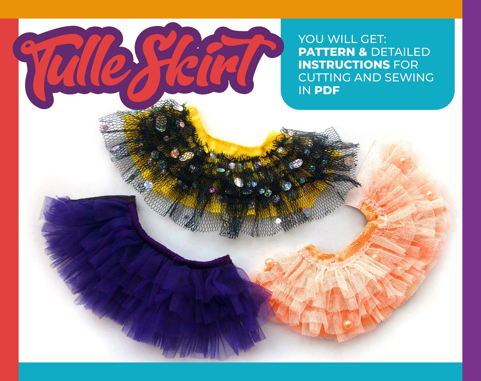 Tulle Skirt Sew PDF Pattern for Dolls on Sale Digital File Etsy