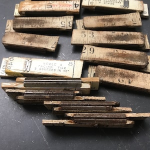 12 hinge only pieces Expandable Folding Ruler Vintage Wooden Expandable Carpenter Ruler Numbers,  ruler pieces, wood assemblage, collage