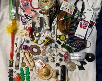 Found Objects, Assemblage Mixed Media, Shadow Box Art, Diorama, Vintage Smalls Display, Junk Drawer Lot, Altered Art, Wall Decor, Collage #2