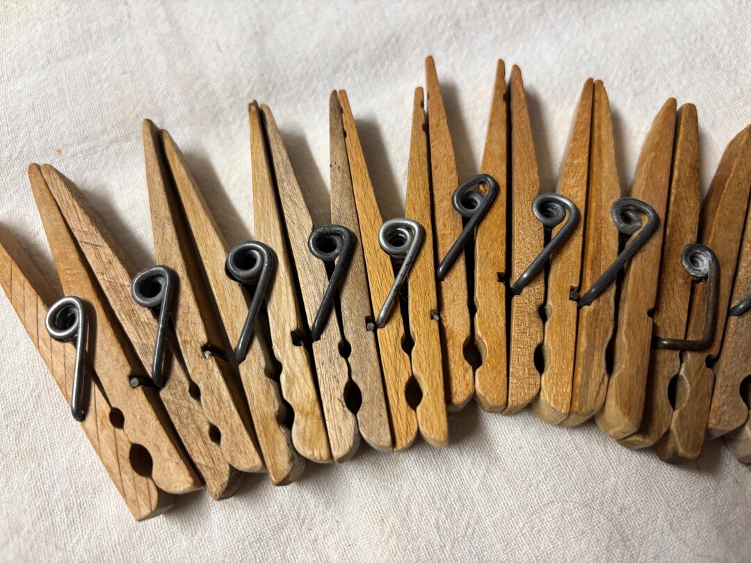 Strong Spring Like Grandma Had! Vintage Wood Spring Loaded Clothes Pins ...