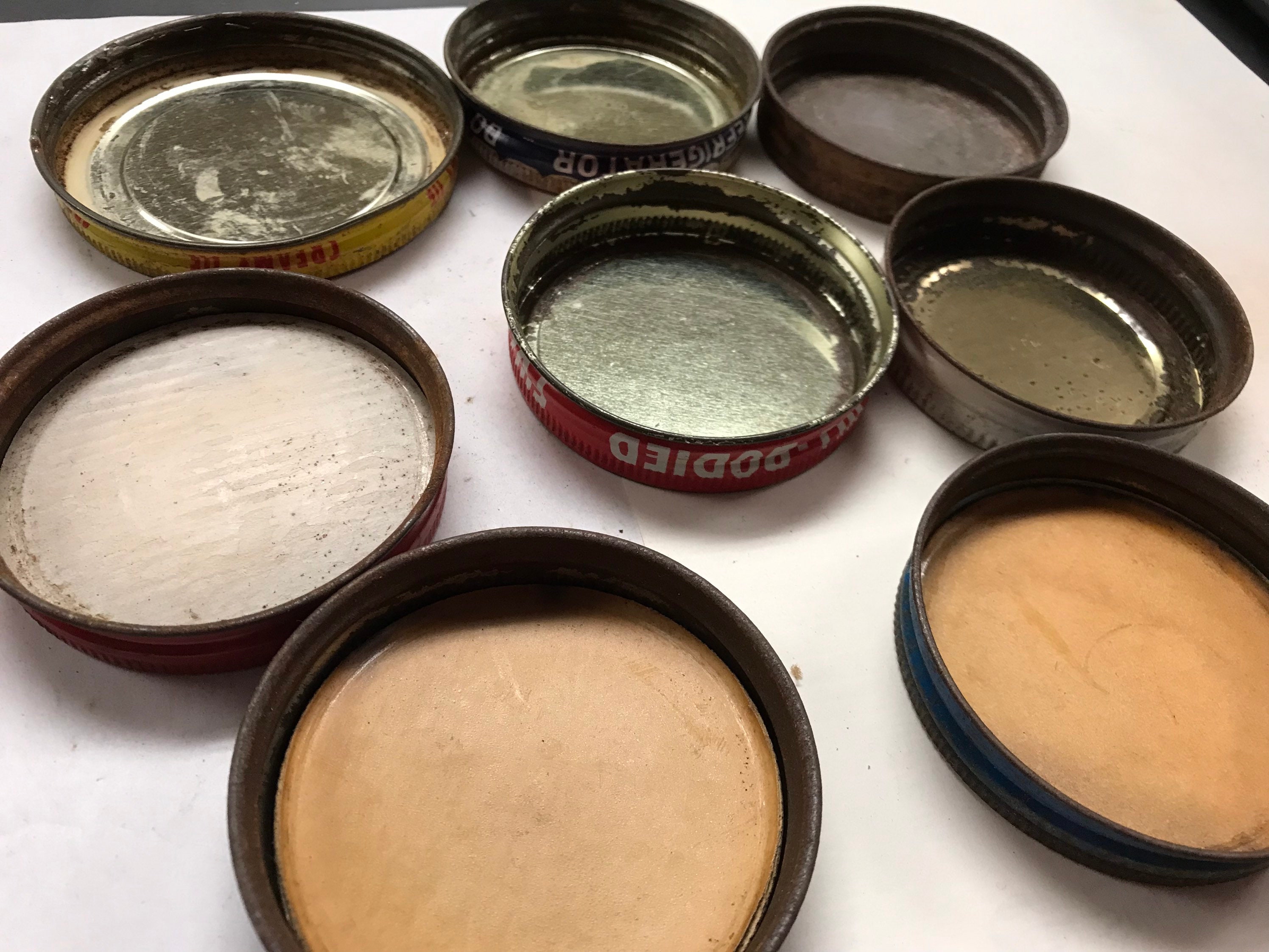 8 Vintage Jar Lids Metal Advertising Vintage Kitchen Coffee Etsy