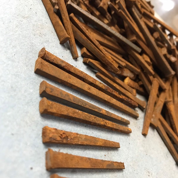 RUSTY square cut nails you choose size craft project farmhouse rust dyeing, 1 1/2” to 3” nail metal assemblage, welded art, wood working