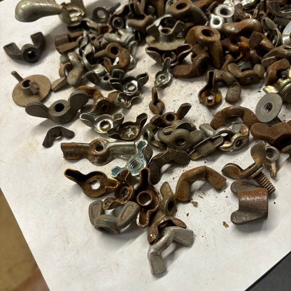 Rusted Oxidized Butterfly or Wing Nuts no Bolts with Holes for Jewelry, Assemblage, Welding, Sculpture, Metal Assemblage, Industrial Salvage