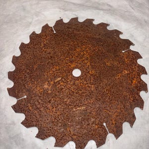 10” Old rusty vintage iron saw blade metal assemblage mixed media art  vintage tools industrial found objects, welding art, collage art