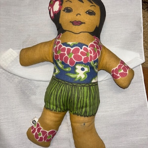 Hawaiian Huggables Vintage C&H Sugar Co.  Girl Soft Doll Stuffed Fabric doll, Sweet Hawaii Souvenir