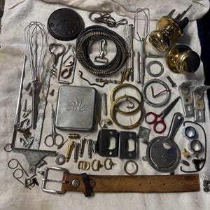 Mixed Lot Metal Scrap , Craft Supplies, Junk Tool, Robot Parts, Electronic Parts, Junk Pieces, Assemblage Materials, Mixed Media, door knobs