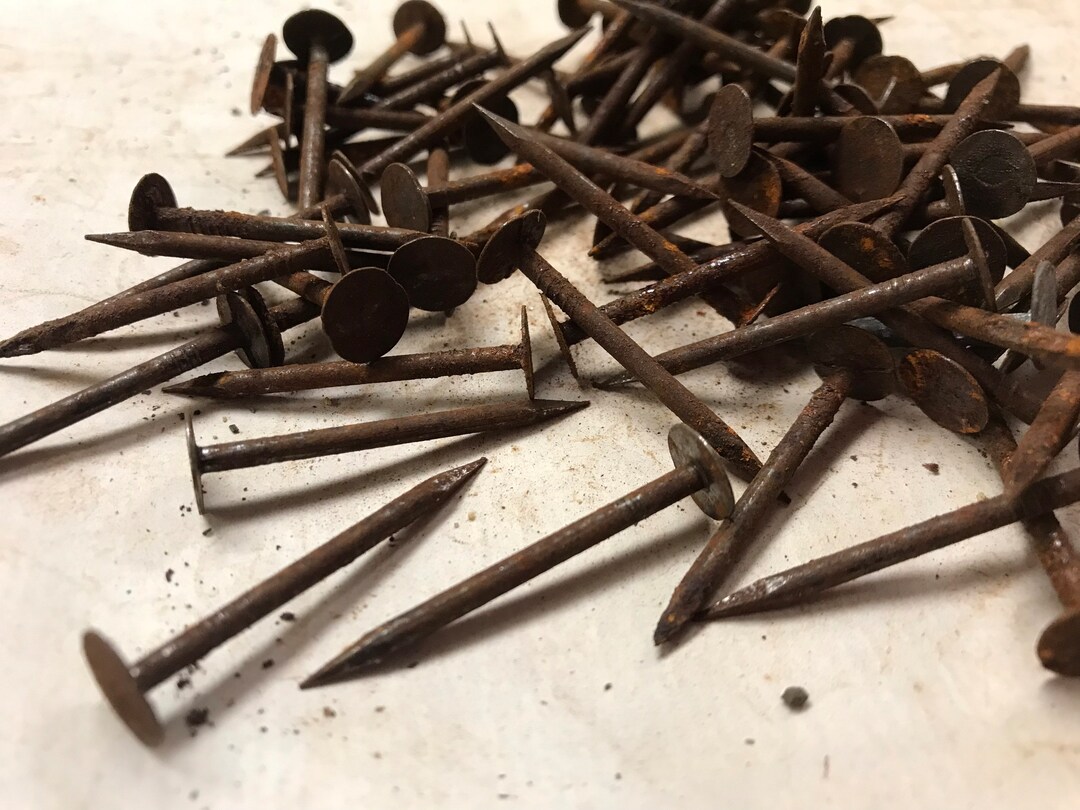 RUSTY Roofing Nails, Very Sharp Large Tacks, Craft Project Farmhouse, Rust Dyeing, Metal