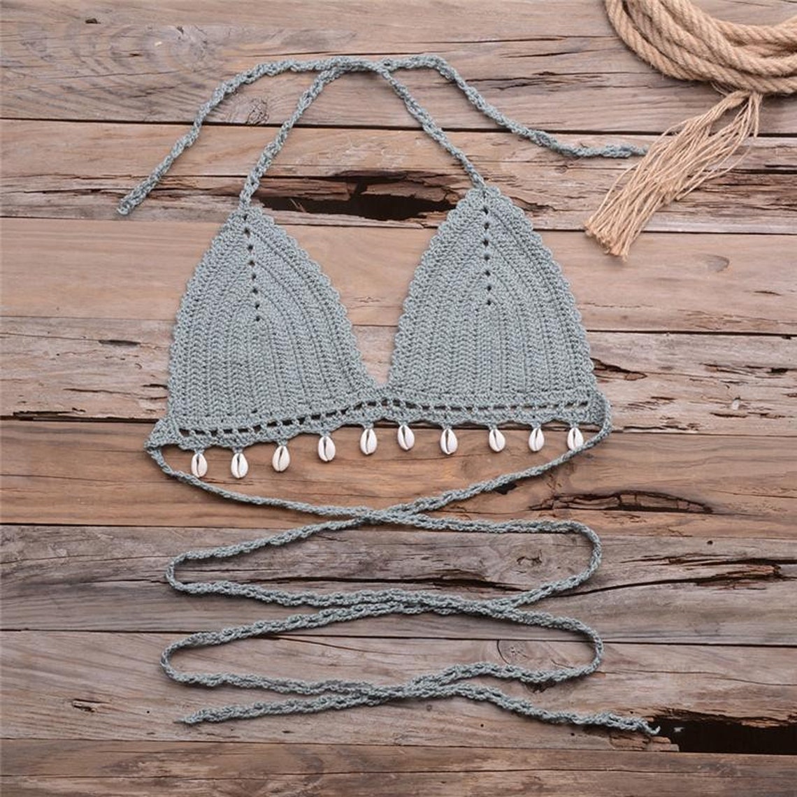 Hollow Handmade Woven Shell Bikini Etsy