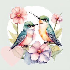 Mooie kleine kolibrie clipart, bloemen, kan worden gebruikt voor kaarten, kunst aan de muur, kleding, doeken, tegels en meer, direct downloaden en leuk