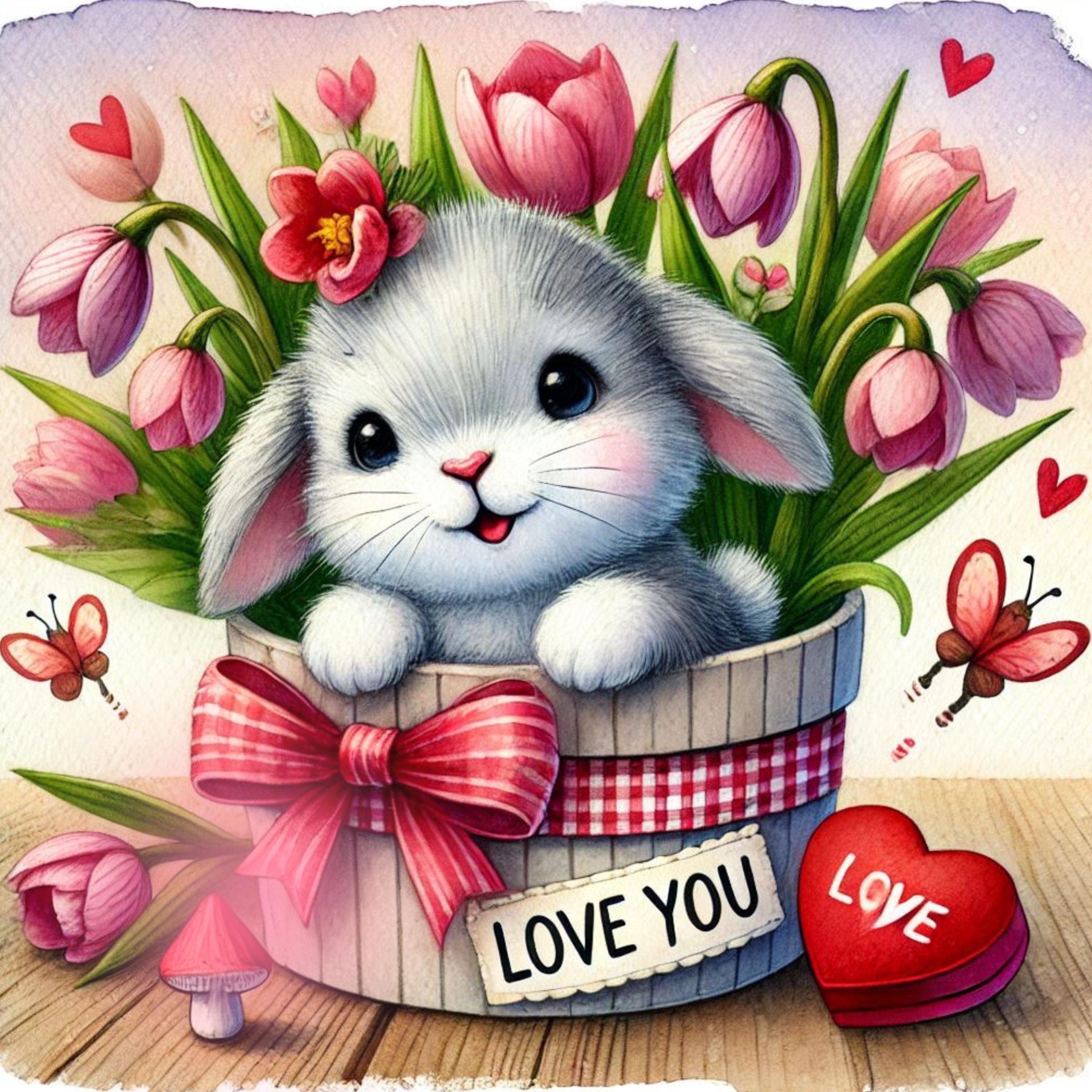 20 Adorable Rabbit Valentines, Love, Wall Art, Apparel, Tiles, Canvases ...