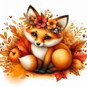 Adorables renards d'automne, parfaits pour la chambre de bébé ou d'enfant, vêtements, cartes, carreaux et autres travaux manuels amusants, image numérique, divertissement instantané, fichiers JPG