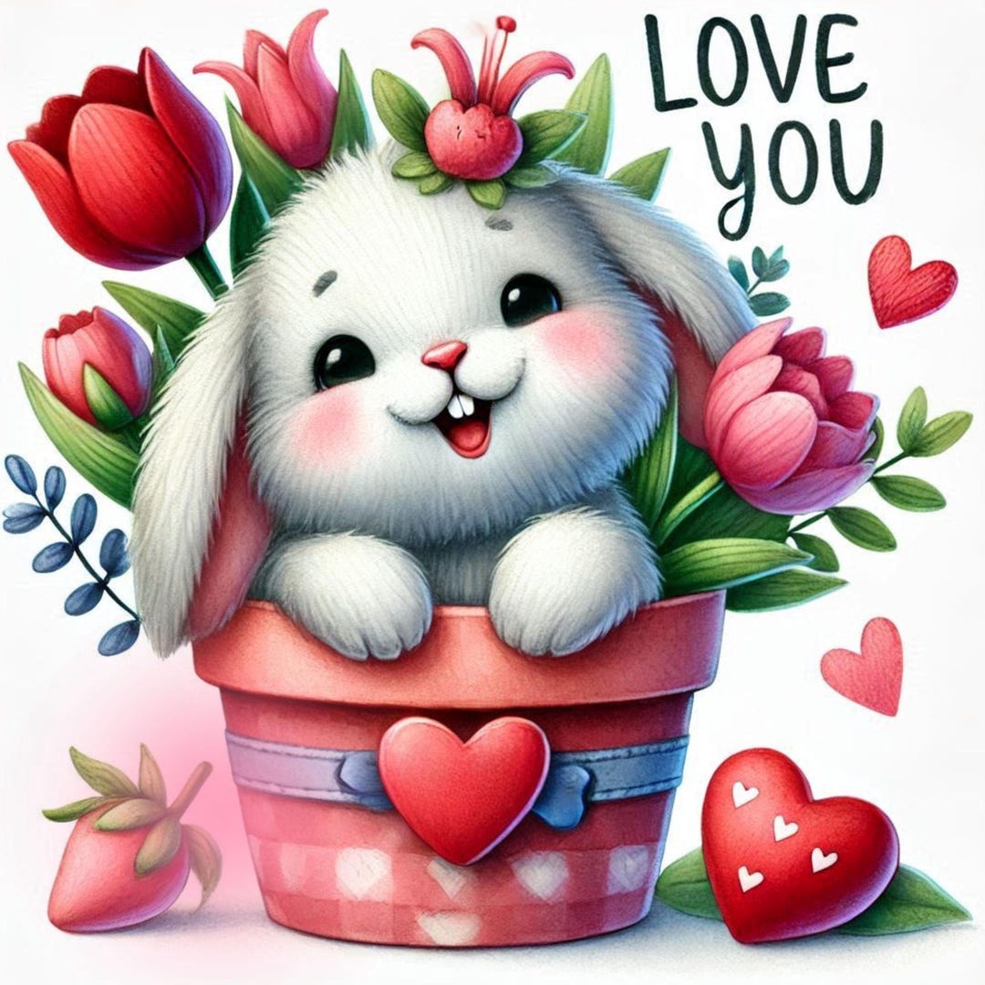 20 Adorable Rabbit Valentines, Love, Wall Art, Apparel, Tiles, Canvases ...