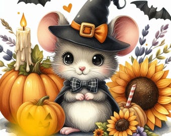 Adorable Halloween Mice, Perfect for Nursery or Kid's Room, Apparel, Cards, Tiles and Other Fun Crafts, Digital JPG Images, Instant Fun
