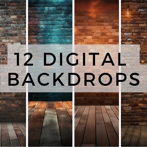 12 Rustic Wall Digital Backdrops, Photo Backdrop Overlays, Photography Digital Background Overlays, Photoshop Textures Overlays