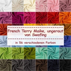 French Terry fabric Maike from Swafing, rough, plain colors, one color (sold by the meter from 0.50 m)