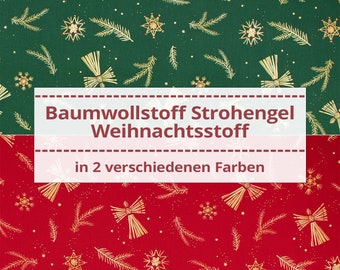 Baumwollstoff Strohengel, Weihnachten, Dekostoff aus 100% Baumwolle (Meterware ab 0,50m)