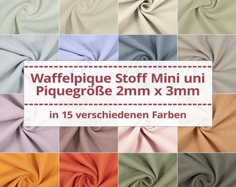 Waffelpique Stoff Mini, Piquegröße 2mm x 3mm, Waffelstoff uni (Meterware ab 0,50m)