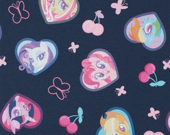 Jersey Stoff My Little Pony, dunkelblau (Meterware ab 0,50m)