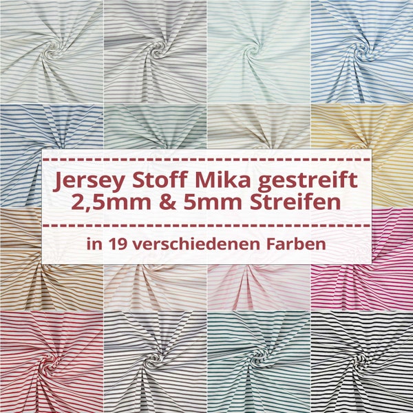 Jersey Stoff Mika, garngefärbt, gestreift, 2,5mm und 5mm Streifen (Meterware ab 0,50m)