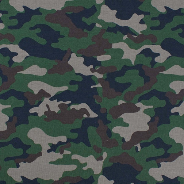 Jersey Stoff Camouflage, grün (Meterware ab 0,50m)