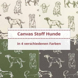 Canvas Stoff Hunde, Dekostoff 100% Baumwolle, Leinenoptik (Meterware ab 0,50m)