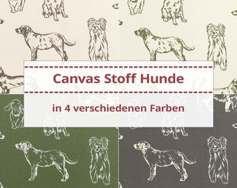 Canvas Stoff Hunde, Dekostoff 100% Baumwolle, Leinenoptik (Meterware ab 0,50m)