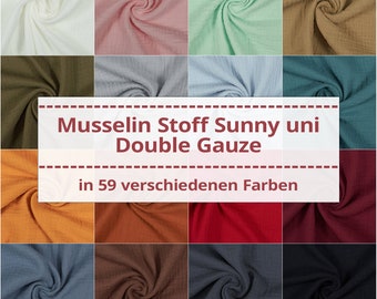 Tissu mousseline Sunny, Double Gaze, uni (vendu au mètre à 0,50 m)