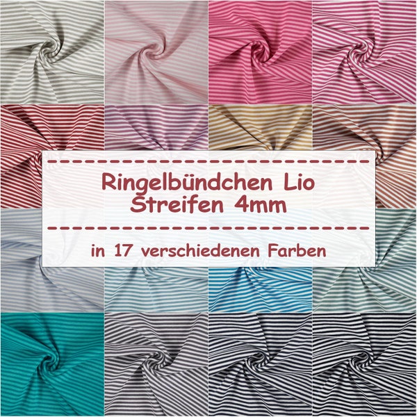 Bündchenstoff Streifen 4mm, Ringelbündchen, Schlauchware (Meterware ab 0,25m)