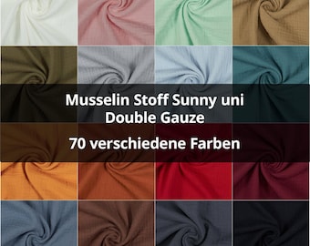 Musselin Stoff Sunny, Double Gauze, uni (Meterware ab 0,50m)