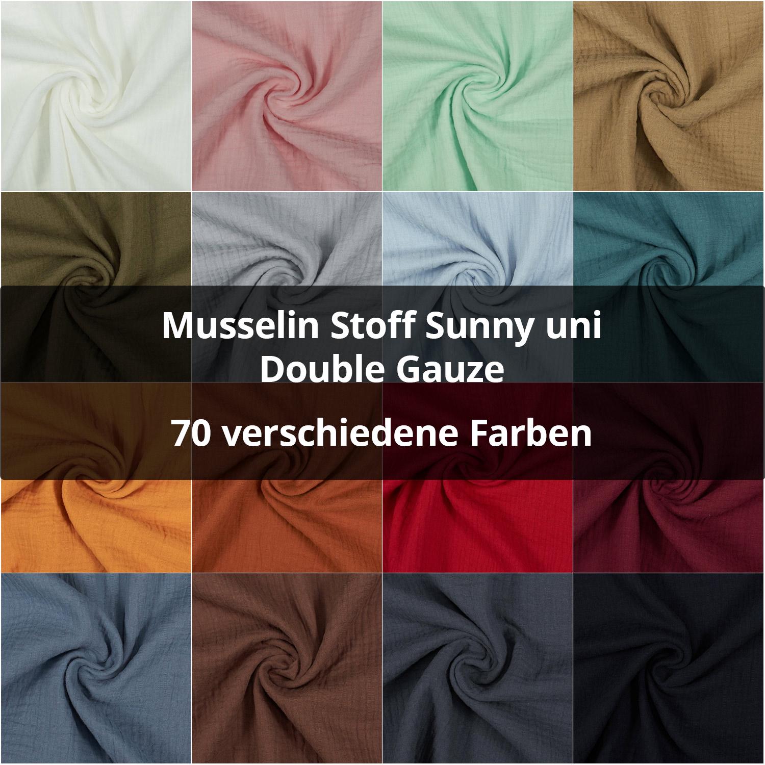 Musselin Stoff Sunny, Double Gauze, uni (Meterware ab 0,50m)