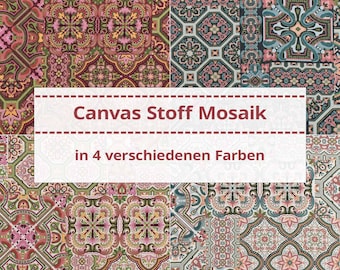 Canvas Stoff Mosaik, Dekostoff 100% Baumwolle, Leinenoptik (Meterware ab 0,50m)