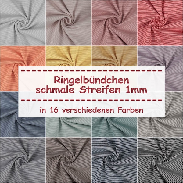 Bündchenstoff schmale Streifen 1mm, Ringelbündchen, Schlauchware (Meterware ab 0,25m)