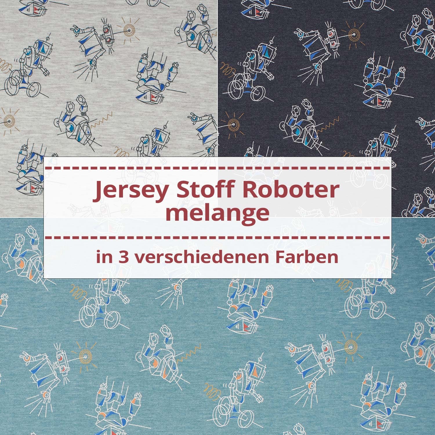 Baumwolljersey Stoff Roboter Jersey Stoff Roboter Melange
