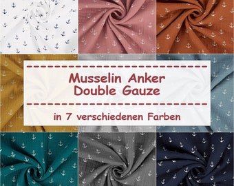 Muslin fabric anchor, double gauze (sold by the meter from 0.50 m)