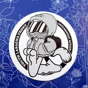 Angarfist Sticker: Anti-Monday Action, Youth Lasagna Front (1/5/10/20)