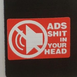 Eggshell Gas Station Mute Sticker: Ads Shit in Your Head Packs of 5/10/25, 1x1.5cmVERY SMALL image 1