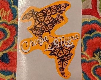 Eggshell sticker: Chinga La Migra (3"x2.4")