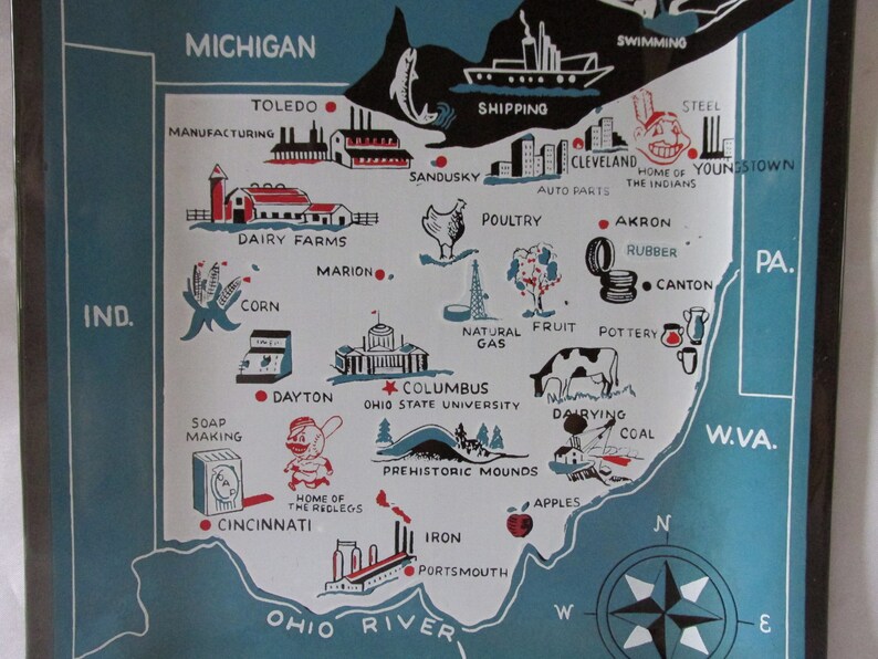 Vintage State of Ohio Rectangular Glass Collector Plate, Excellent ...