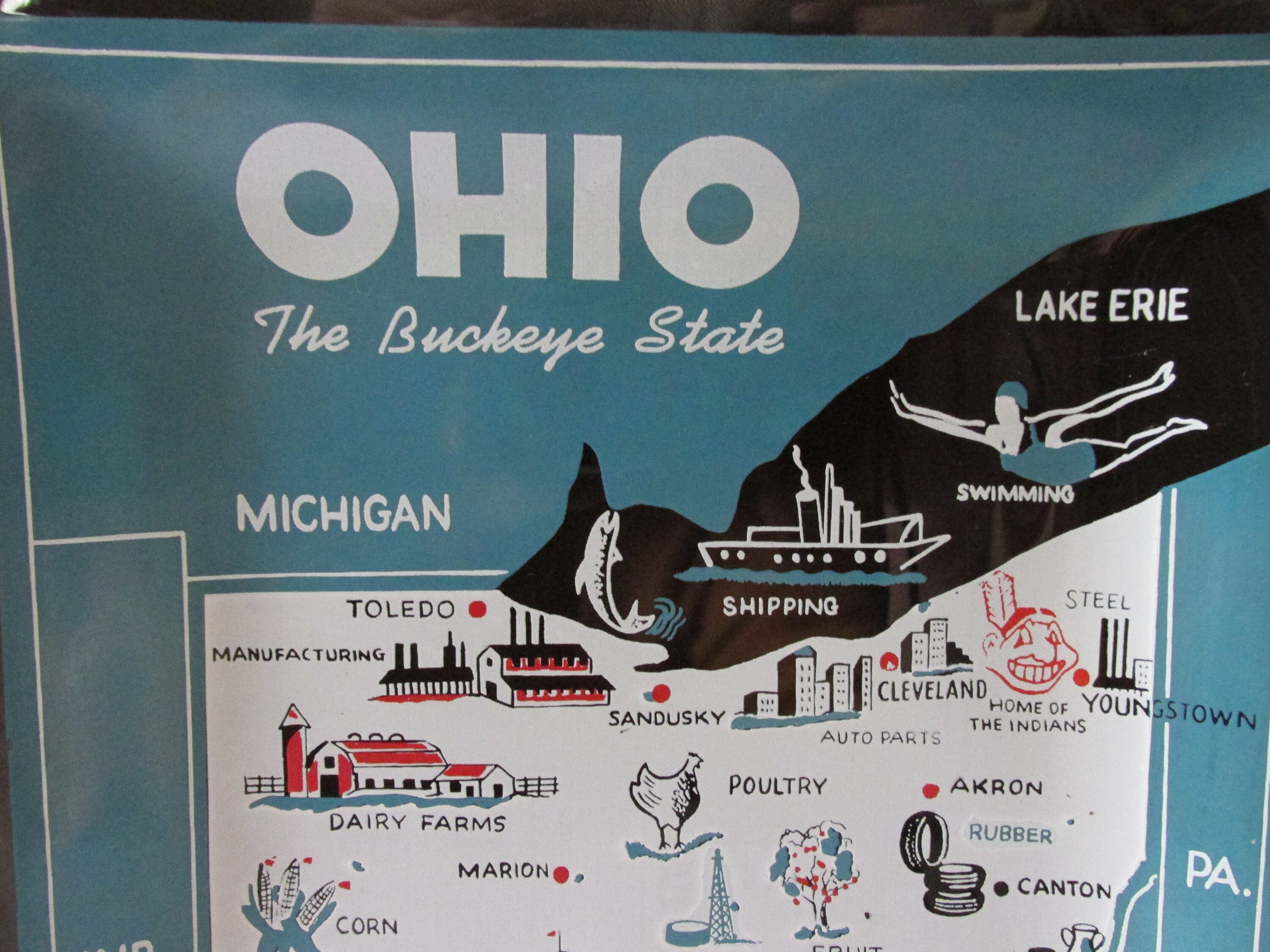 Vintage State of Ohio Rectangular Glass Collector Plate, Excellent ...