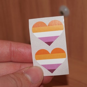 Lesbian pride flag small heart shaped stickers sunset community lesbian flag