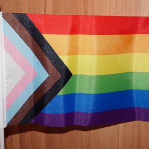 Progress pride handheld flag small