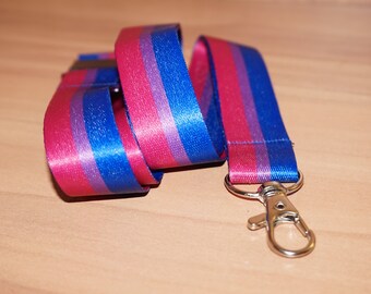 Bisexual pride lanyard double sided polyester