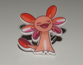 Lesbian axolotl subtle pride pin lgbtqia pride