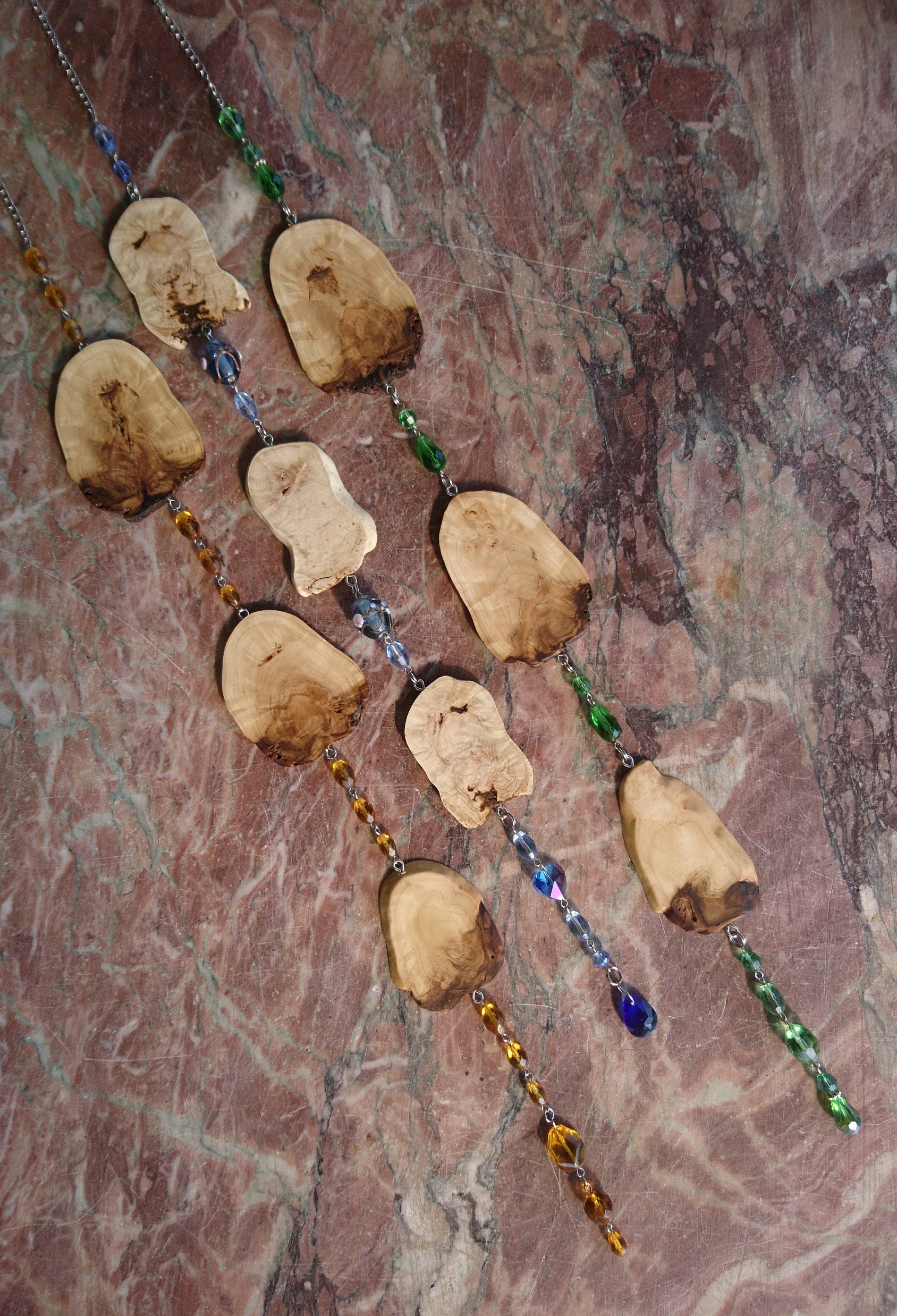 Suncatcher Fensterdeko Fenster Hänger Anhänger Glasperlen Holz