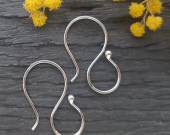 Beautiful, simple, handmade sterling silver s shaped ear wires  interchangeable handcrafted unique earwires artisan approx