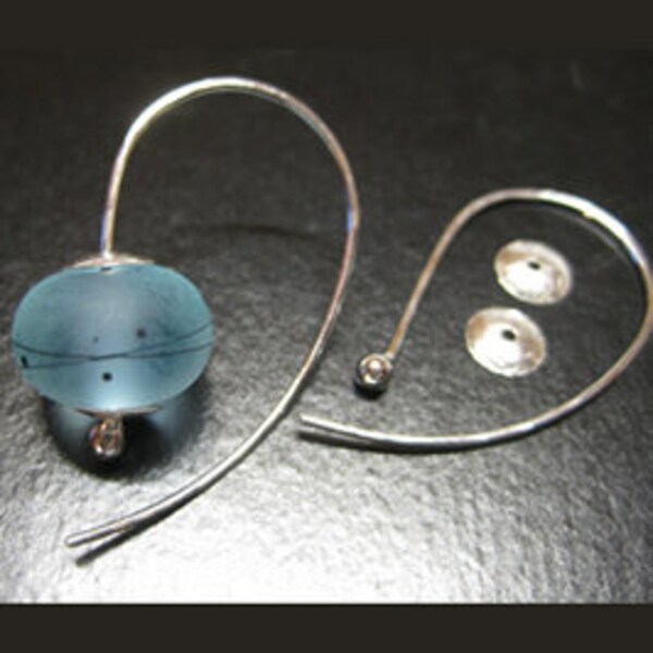 Just Add Beads, Ear Wires for Lampwork Beads, Handmade Sterling Silver Ear Wires, Interchangeable with Bead Caps, Argentium, Larger Curves